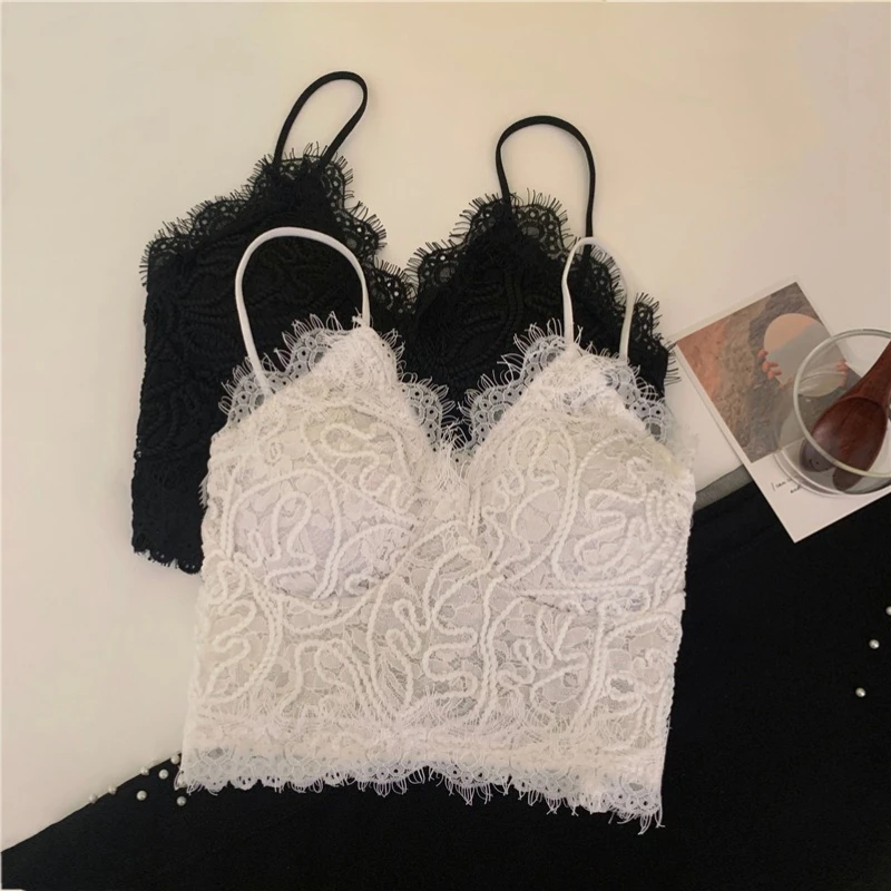 

Lace French Camisole Vest Female Short Tube Top Bottoming With Chest Pad Inside Wrapped Chest Comfortable Gathering Underwear