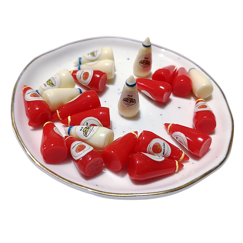 10 teile/satz Miniatur Mini Ketchup Salat Modell 1:12 Puppenhaus Nachahmung Lebensmittel Spielzeug Zubehör – Detail 8