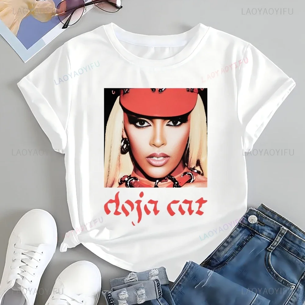 

Футболка с принтом рэпера Doja Cat, топ Doja Cat, нейтральный тренд, рубашка унисекс с короткими рукавами в стиле Харадзюку, футболка большого размера с графическим рисунком