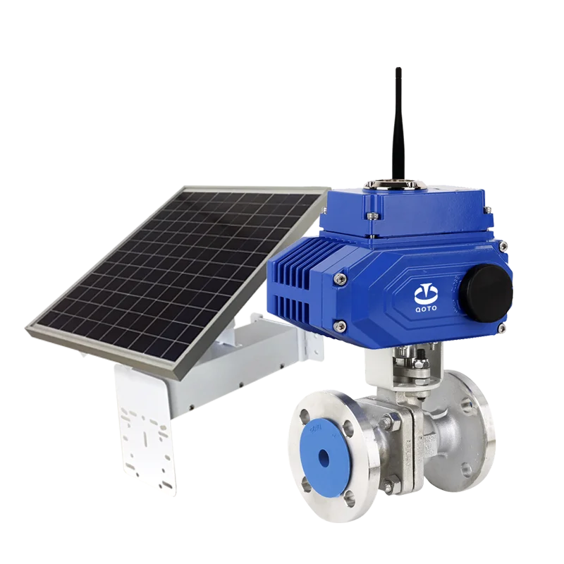 Solar Power GSM/LoRa Web HTTP Control 2 Way 3 Piece Ball Valve On Off Electric Actuator Ball Valve Stainless Steel Ball Valve