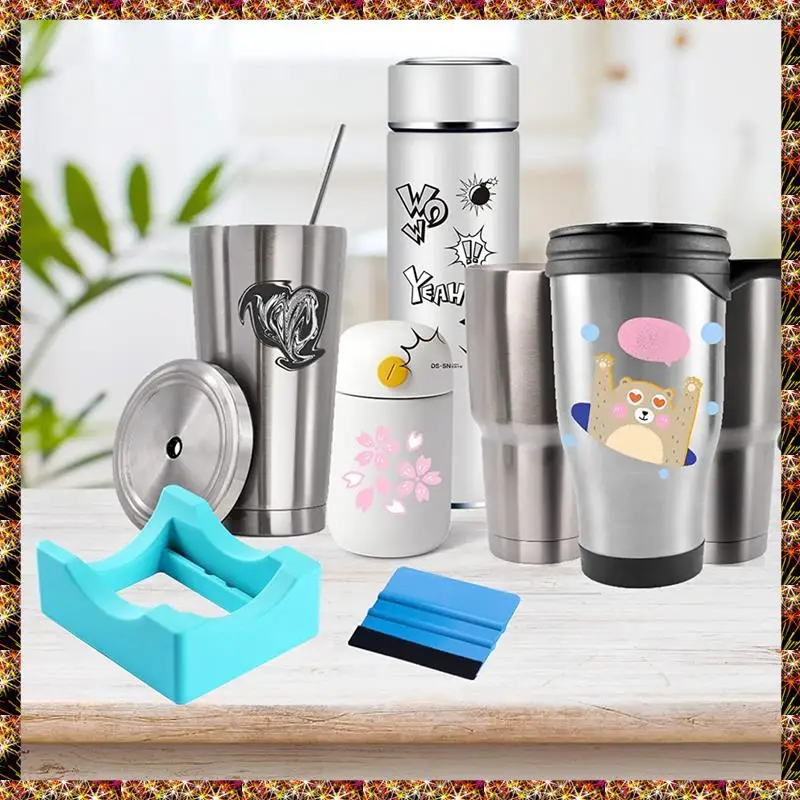 Kit de piezas de cuna de taza para manualidades, suministros para aplicar calcomanías de vinilo, soportes antideslizantes, cuna de vaso para epoxi