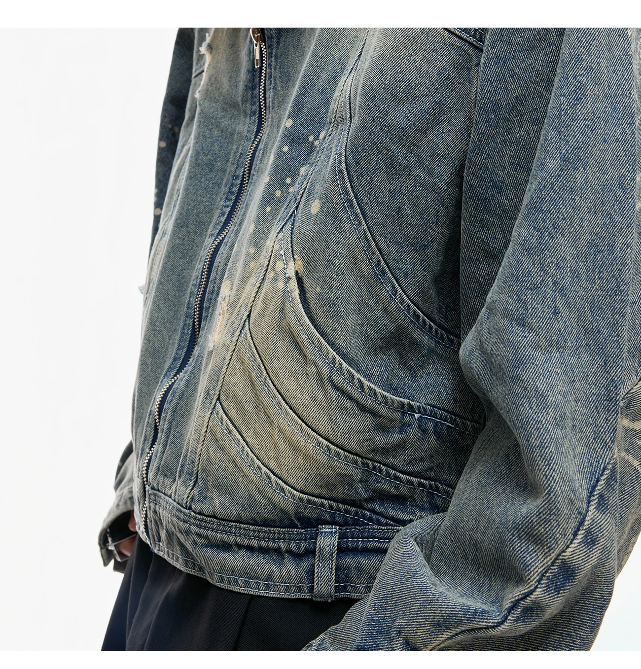 Męskie kurtki jeansowe z dziurami, krótkie, luźne, z klapami, eleganckie, na jesień 2025, męskie, przystojne, z długim rękawem, zapinane na zamek, bawełniane płaszcze jeansowe.