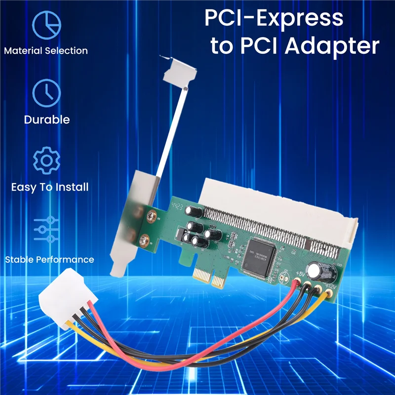 PCI-Express - PCI アダプタ カード PCI-E X1/X4/X8/X16 スロット、4 ピン電源ケーブル付き Card-N33R