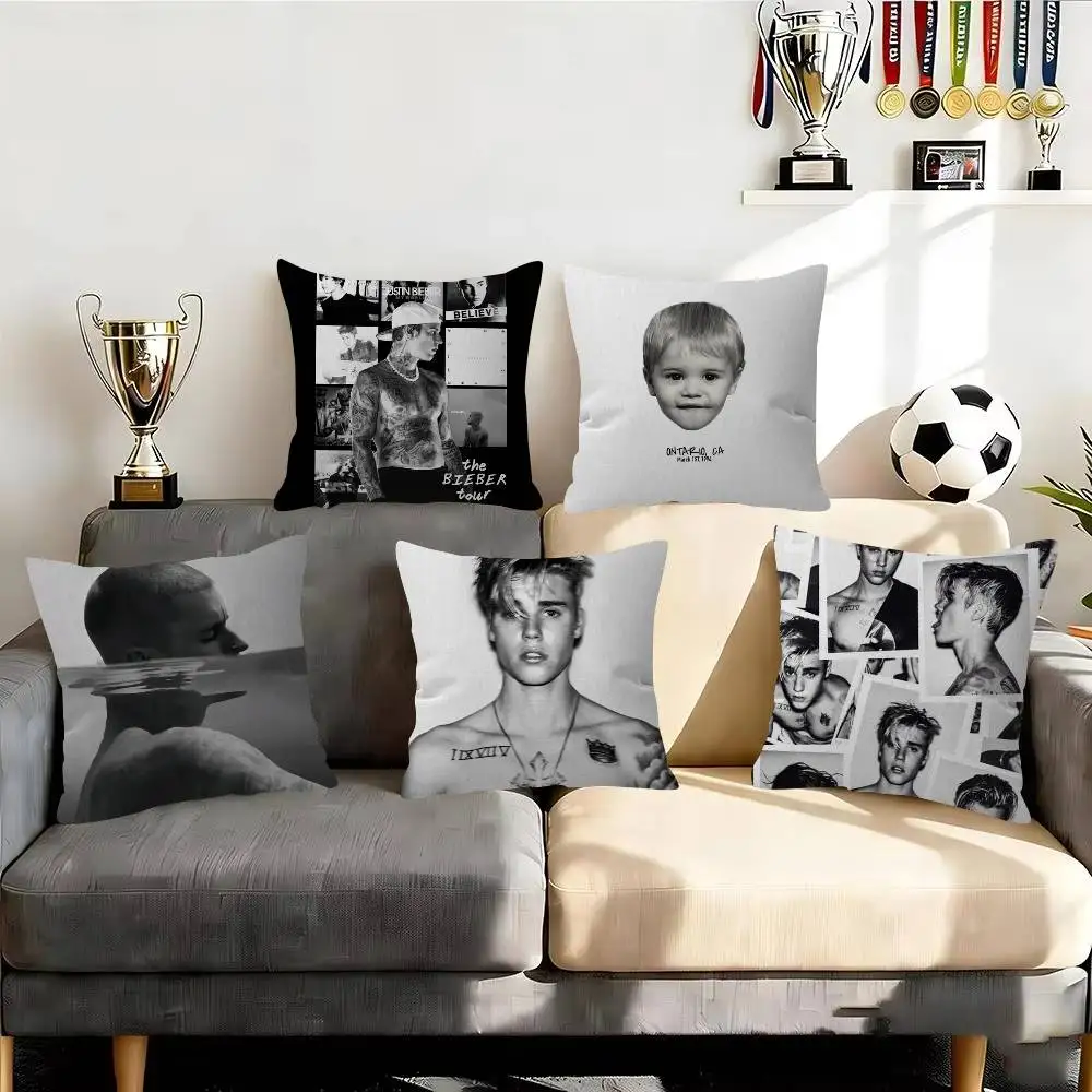 Singer Cool J-Justin Kissen, Geschenk, Heimbüro-Dekoration, Schlafzimmer, Sofa, Auto, Kissenbezug, 45 x 45 cm, Bieber