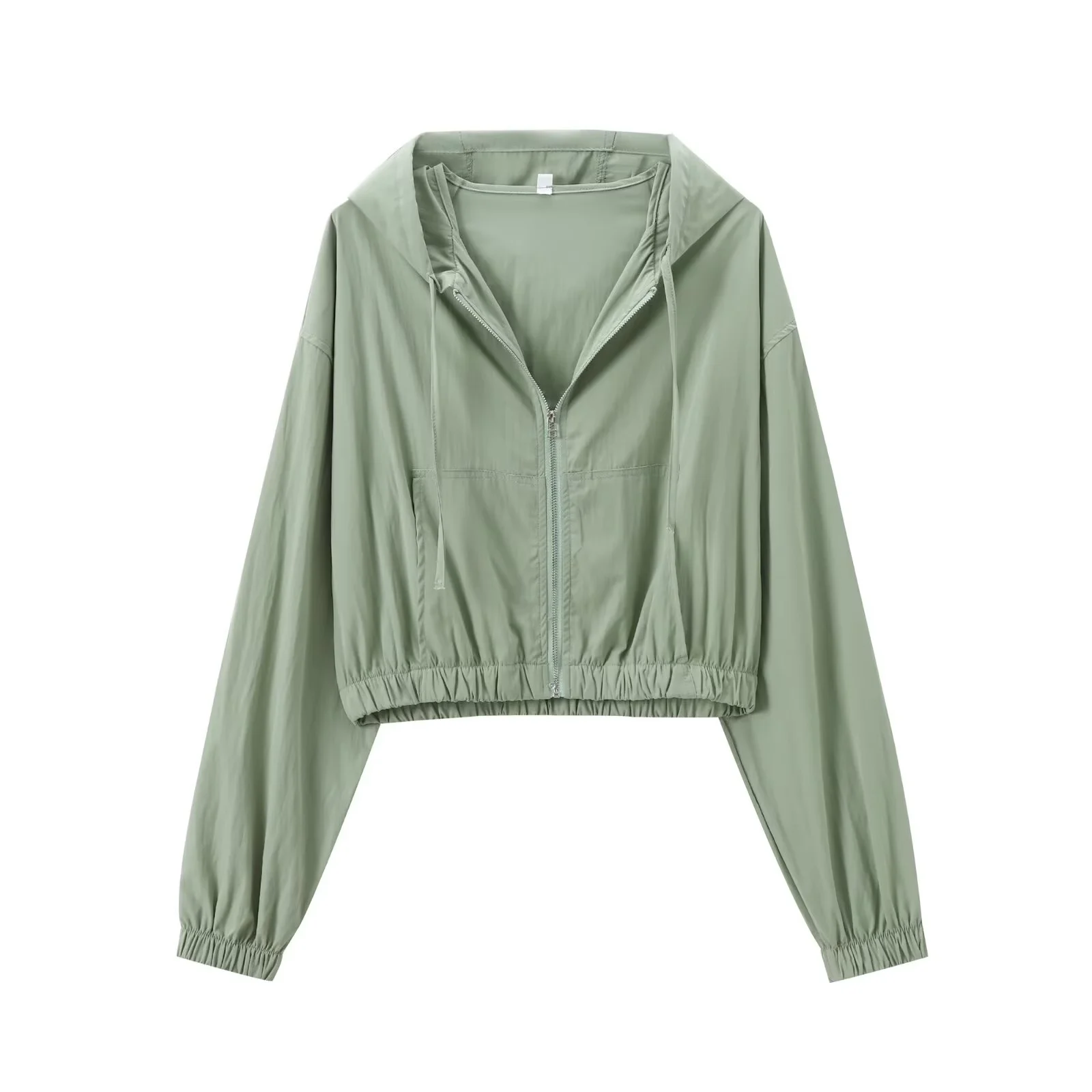 Jaqueta Curta Fena Reversível com Capuz Estilo Drapeado em Mistura de Aodão para Proteção Solar – Nova Coleção Verão 2024