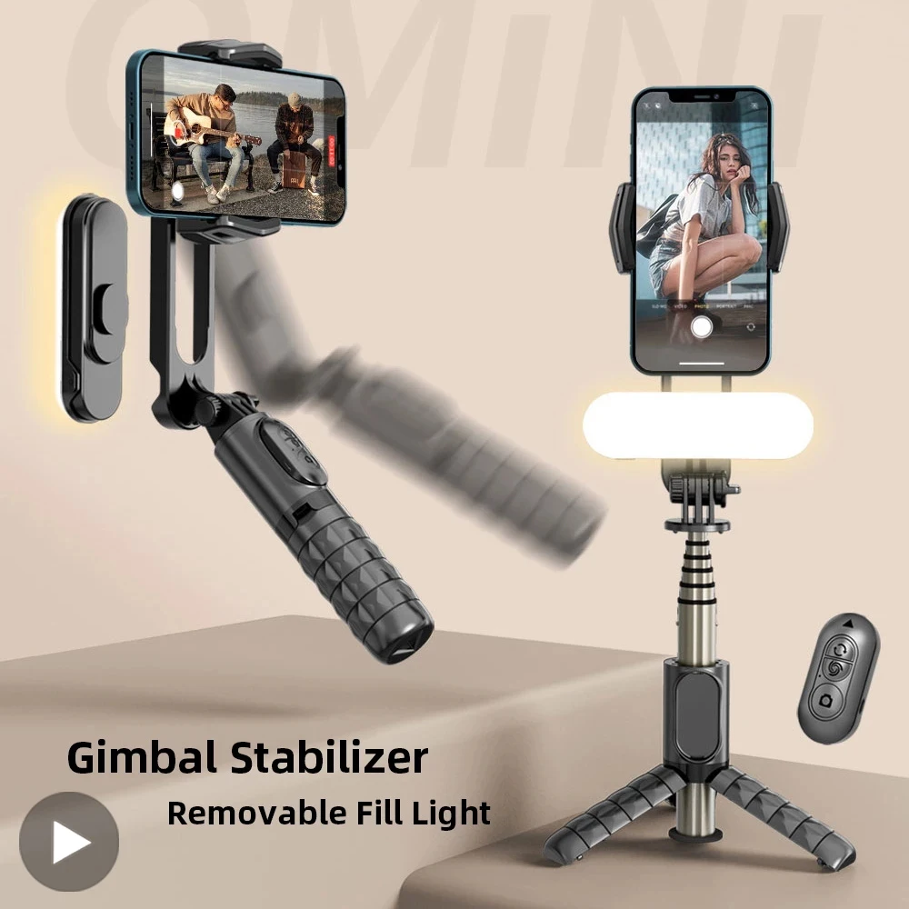 Selfie Stick Gimbal Stabilizer Tripod For iPhone Android Phone Action Camera Bluetooth Mobile Holder Cell Smartphone Cellphone