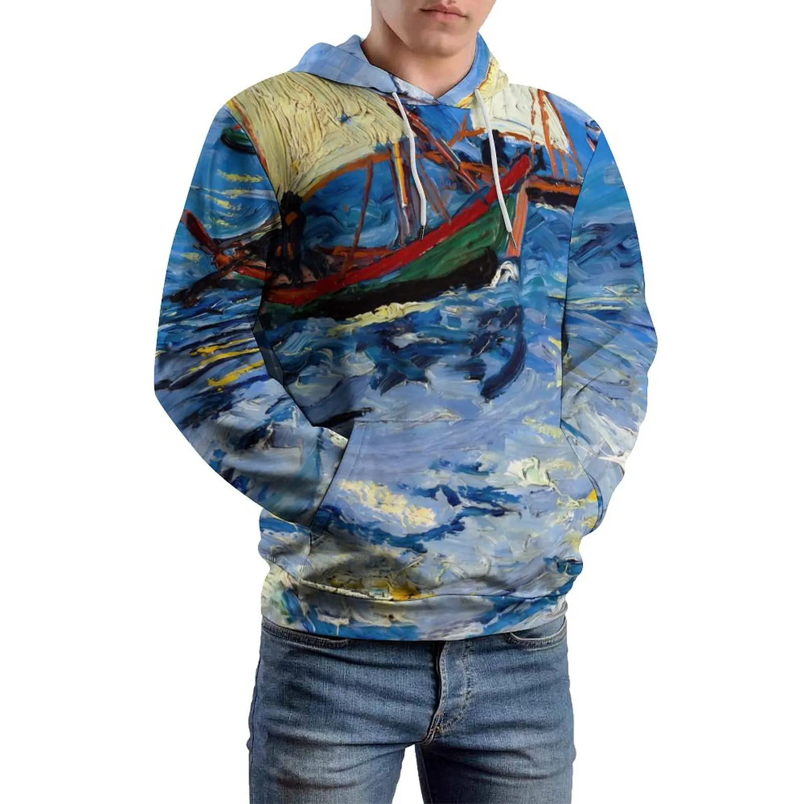 

Vincent Van Gogh Casual Hoodies Seascape Classic Pullover Hoodie Male Long Sleeve Hip Hop Graphic Clothing Big Size 4XL 5XL