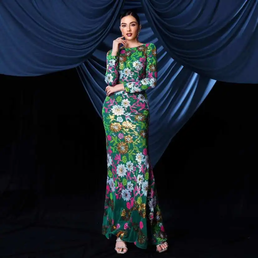 Vestido Plus Size com Lantejoulas para Mulheres, Casamento, Aniversário, Cintura Alta, Saia em A, Estilo Coreano, Algodão e Linho