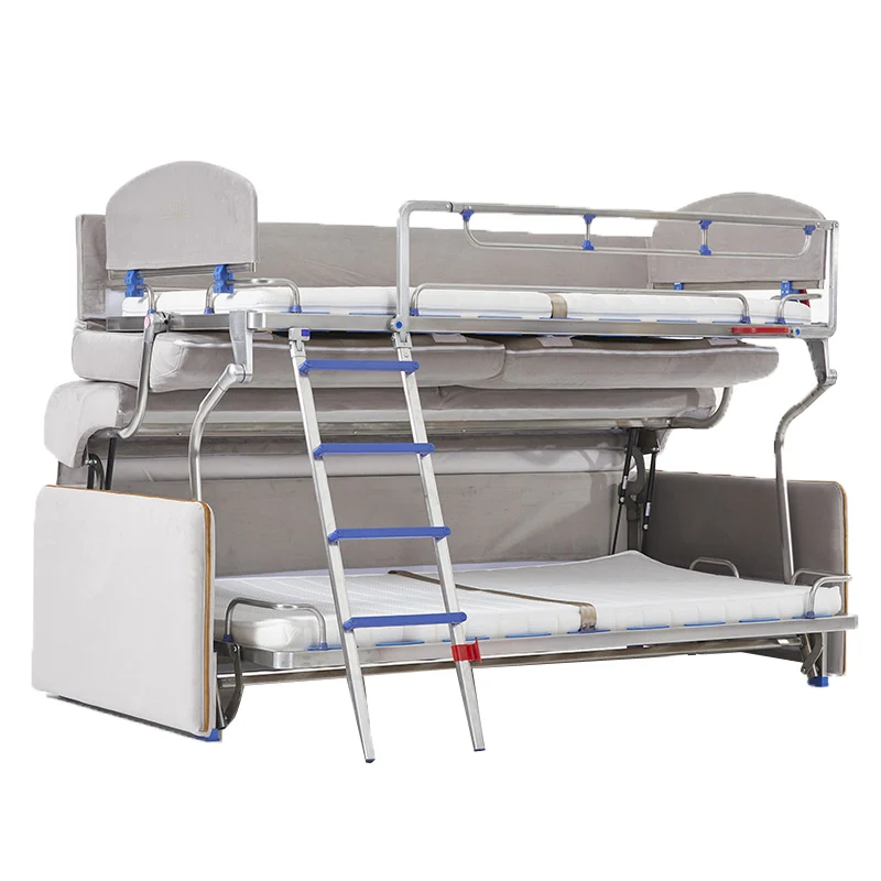 Sofa zusammenklappbare obere und untere Etagenbetten, integrierte Mehrzweck-Kleinwohnung, multifunktionales Flip-Obermaterial aus Edelstahl und L