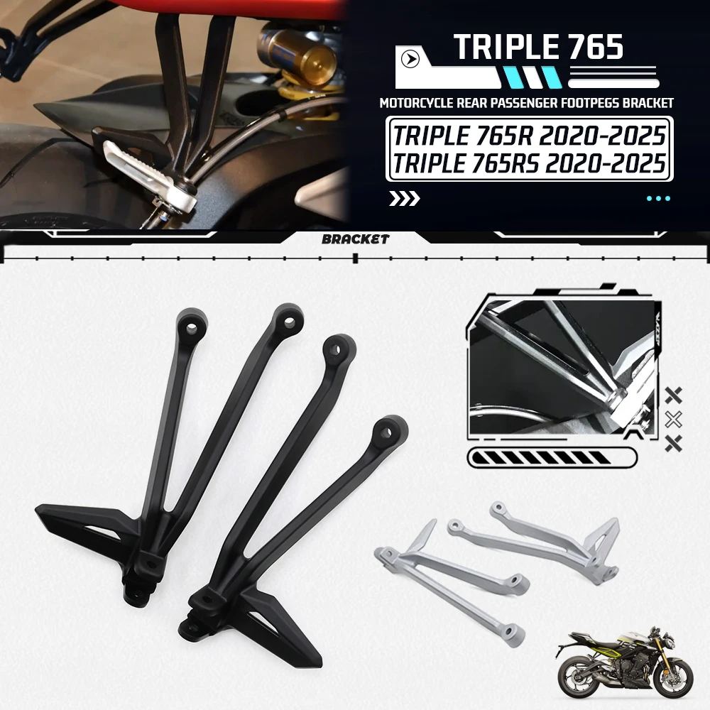 Footrests Foot Rest Bracket For Street Triple 765RS 765 R RS 765R Moto2 2020-2025 Motorcycle Rear Passenger Footpegs Kit