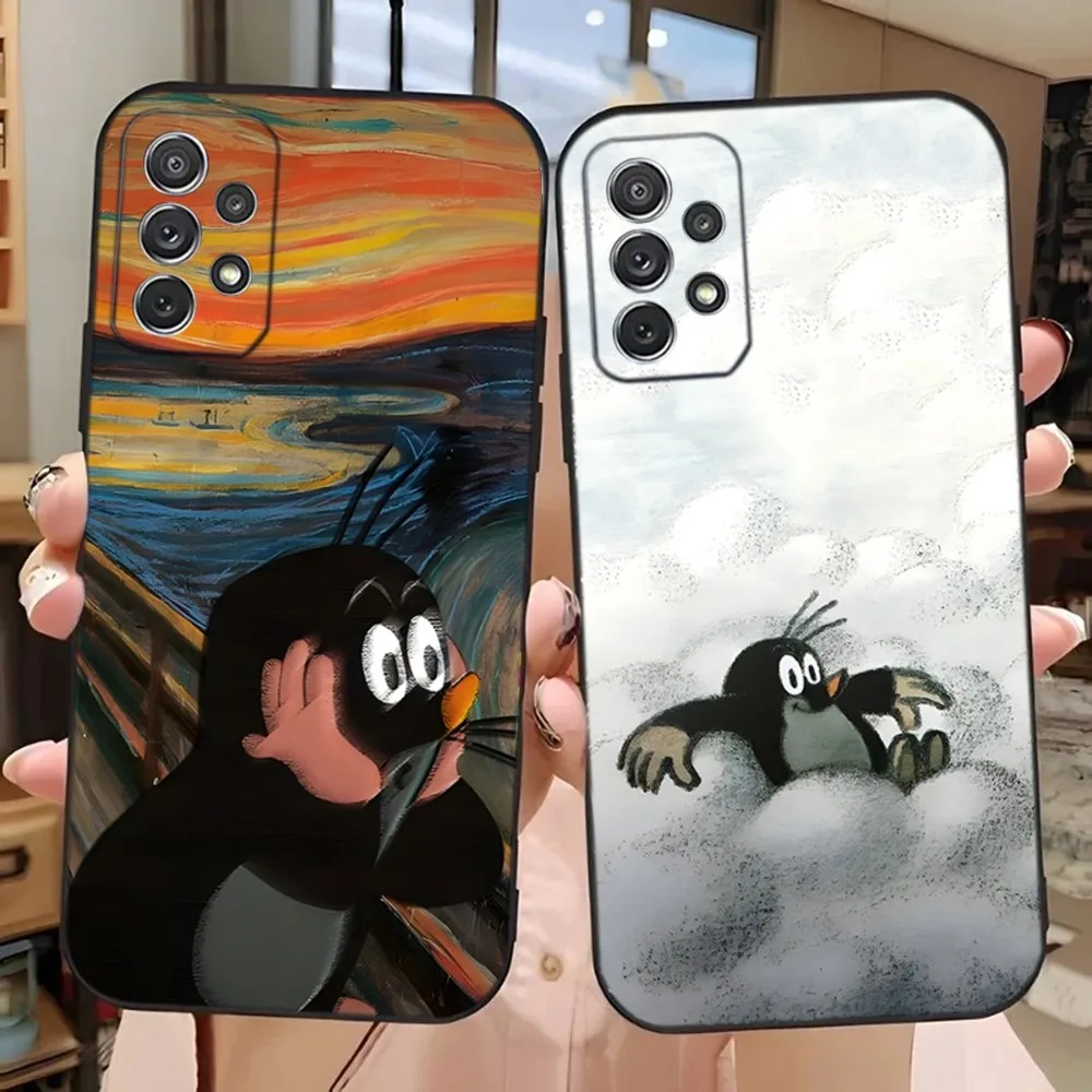 Cartoon L-Little Mole Phone Case For Samsung Galaxy A13,A21s,A22,A31,A32,A52,A53,A71,A80,A91 Soft Black Phone Cover