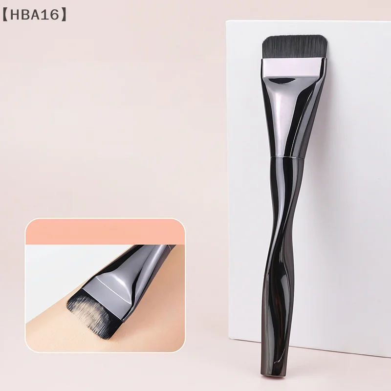 〔HBA16〕Flat-head Foundation Brush And Black Makeup Puff Blender Sponge Ultra-thin Head Traceless Concealer Applicator Tool