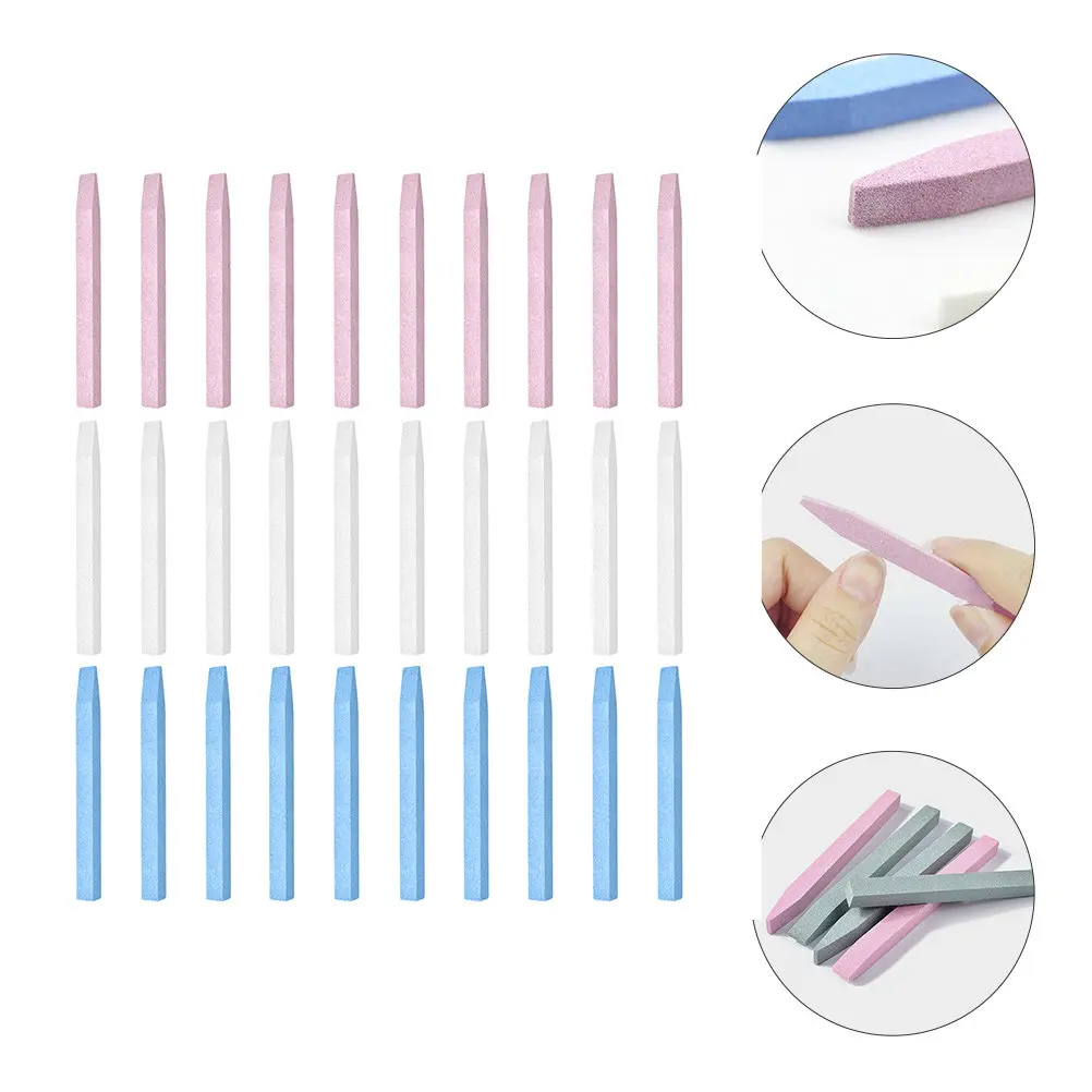 

30Pcs Stone Nail File Stick Set Professional Manicure Pedicure Tools for Natural False Nails Cuticle Removal Smoothing Buffing