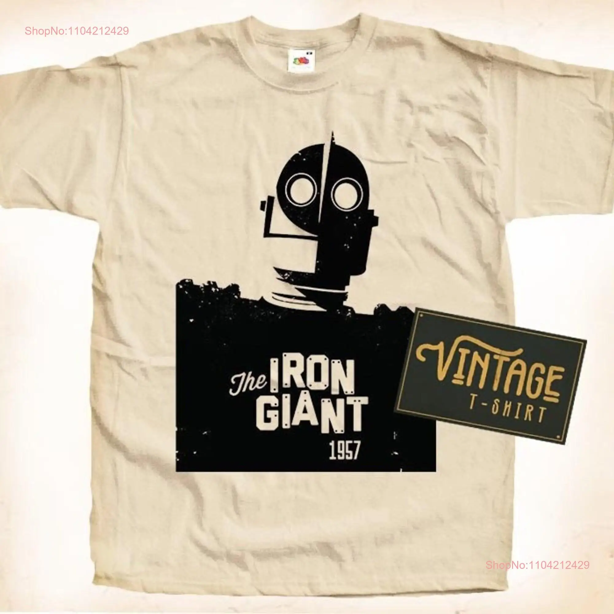 The Iron Giant 1957 T Shirt Vintage Natural color Men's DTG Digital Print SIZES S M L XL 2XL 3XL 4XL 5XL