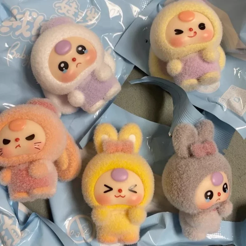 

Baby Three Flocked Rabbit Town Blind Box Kawaii Mini Plush Figures Cute Desktop Decoration Gift For Kids And Kawaii Collectors