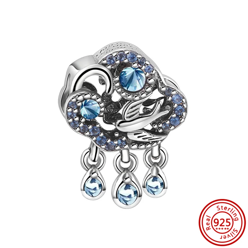 925 Sterling Silver Owl Magpie Parrot Phoenix Swallow Penguin Bird Pendant Beads Fit Original Pandora Charm Bracelet DIY Jewelry