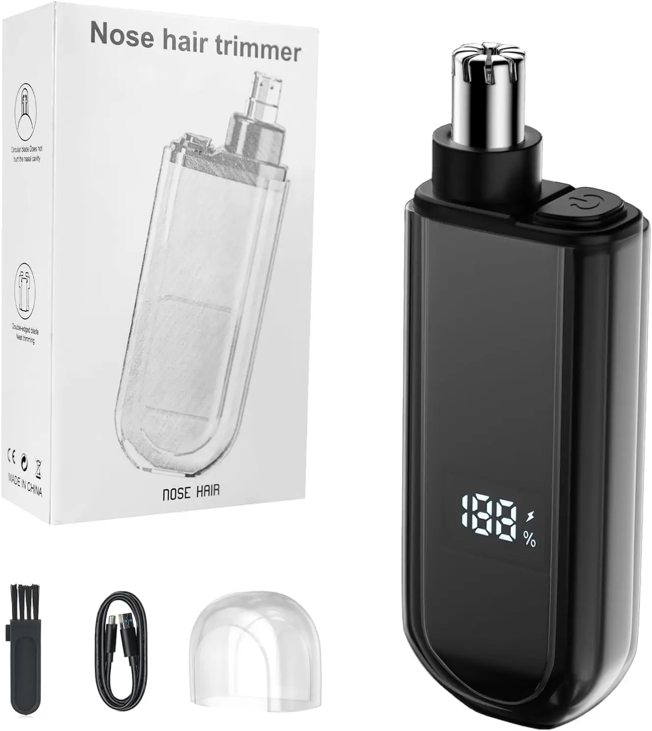 

2026 Ear and Nose Hair Trimmer, IPX7 Waterproof USB Rechargeable, Painless Quiet Electric Trimmer for Men Women, Travel-Friendly Easy Clean Dual Blades Black