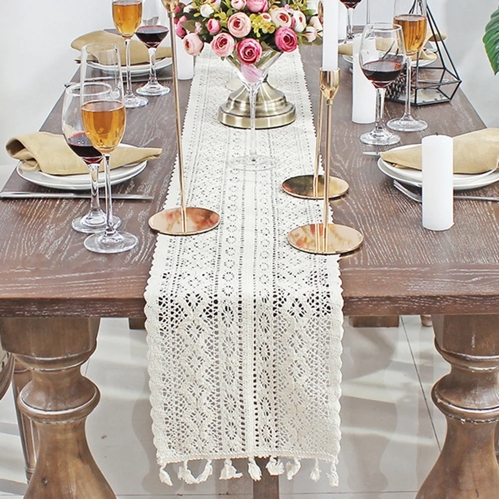 

Exquisite Lace Cloth 200X24Cm Hollow Out Flower Pattern Elegant Dining Table Cover Premium Material Home Decor For Table