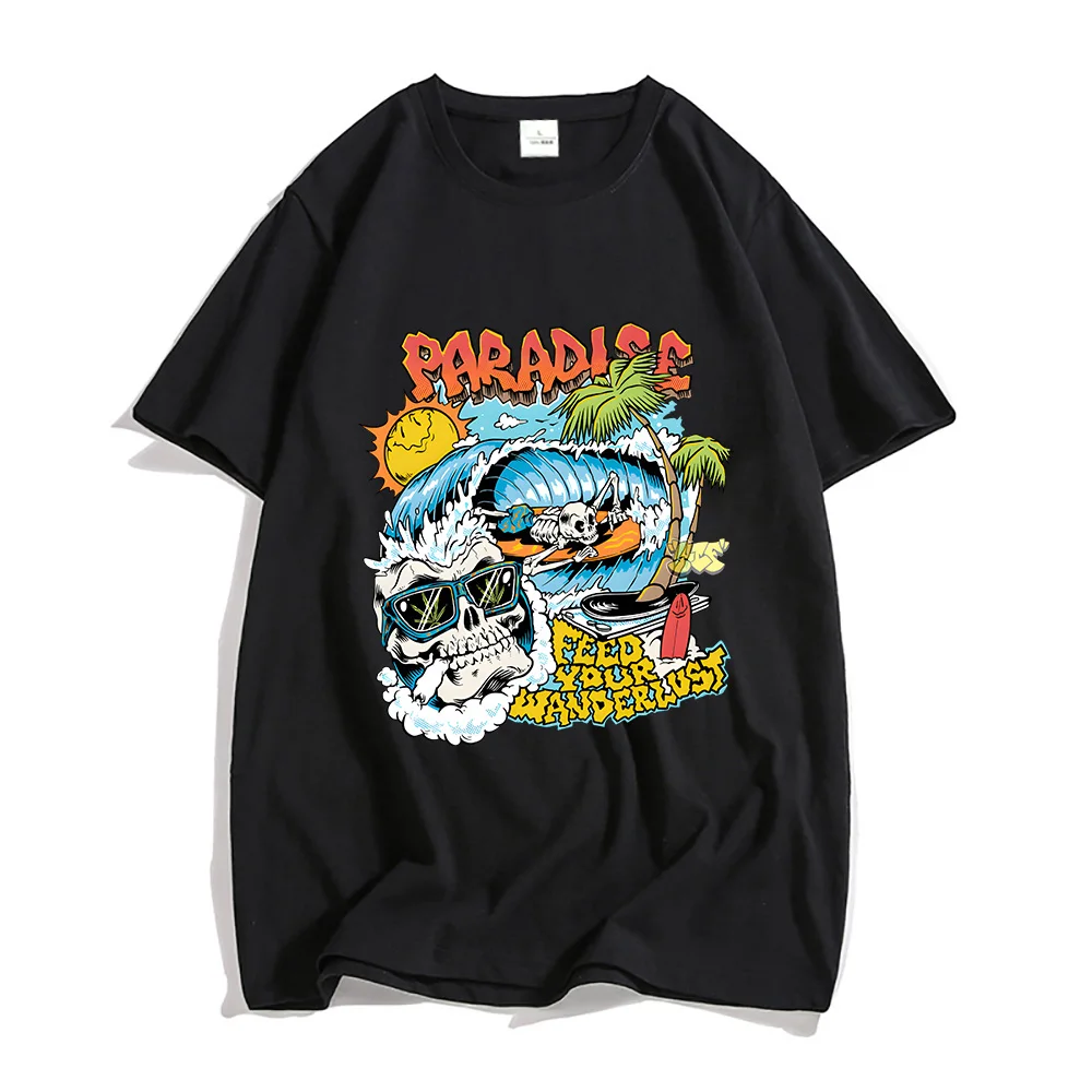 Paradise Hawaii Surfing T Shirts MEN Cool Handsome T-shirts 100% Cotton Tshirts Four Seasons Manga/Comic Casual Sense of Design