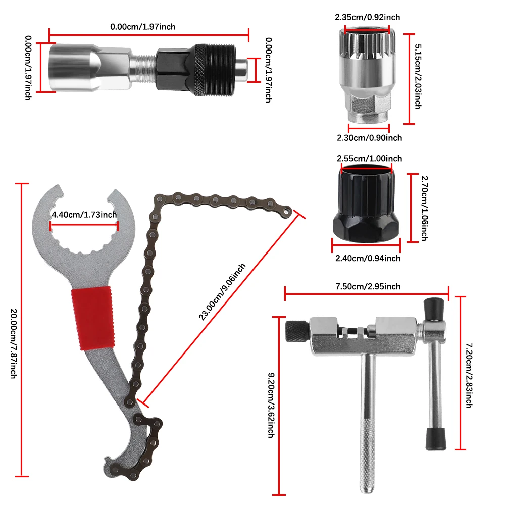 Kit de ferramentas de bicicleta, desmontagem, roda dentada, ferramentas de remoção, reparo de mountain bike, 5 peças, ferramentas profissionais de reparo de bicicleta