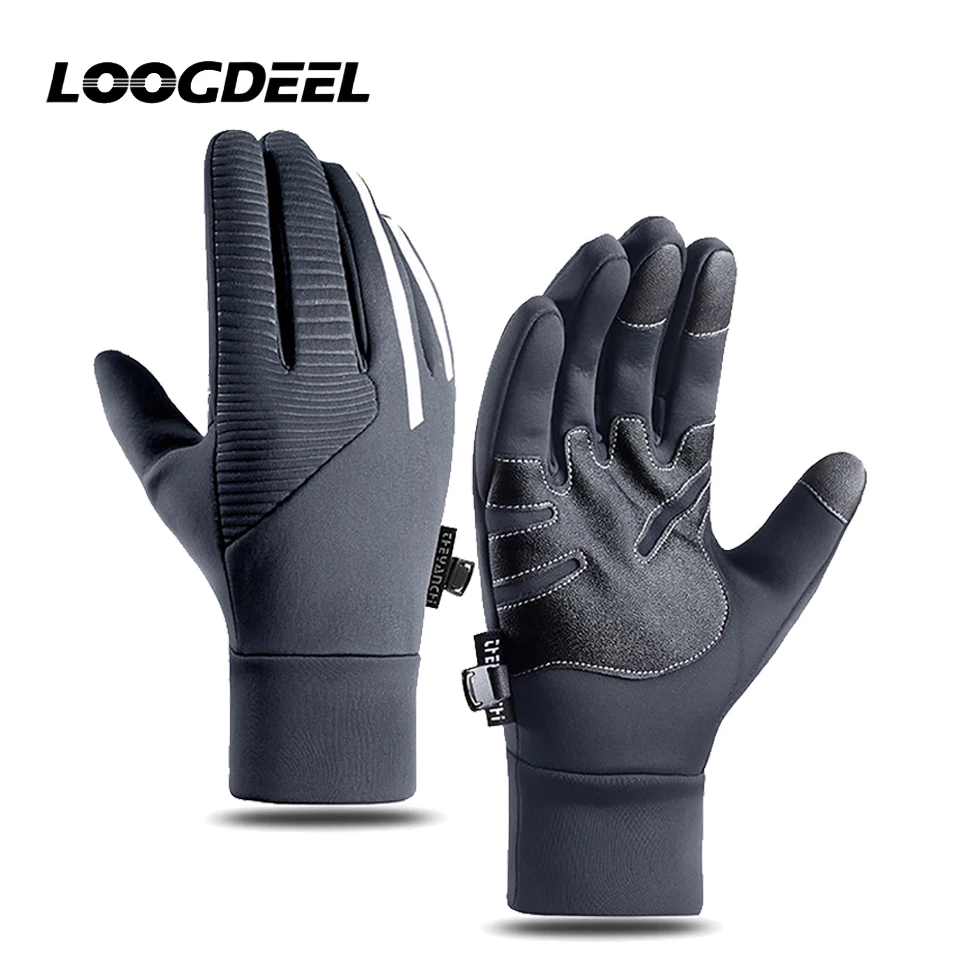 

LOOOGDEEL флисовые теплые противоскользящие перчатки с сенсорным экраном для вождения, езды на велосипеде, ранние зимние термоперчатки
