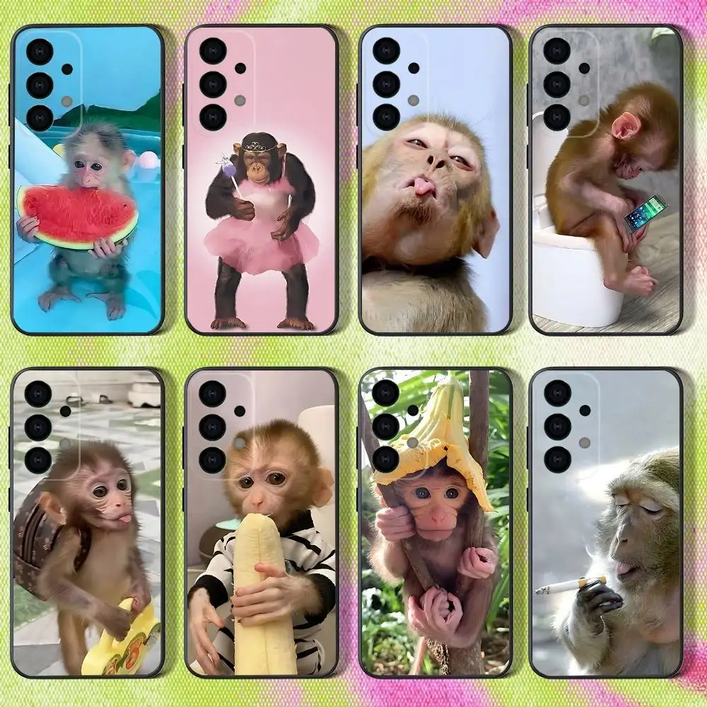 

Phone Case For Samsung S25,S24,S21,S22,S23,S30,Ultra,S20,Plus,Fe,Lite,Note,10,9,Cute Funny Monkey 5G Black Cover