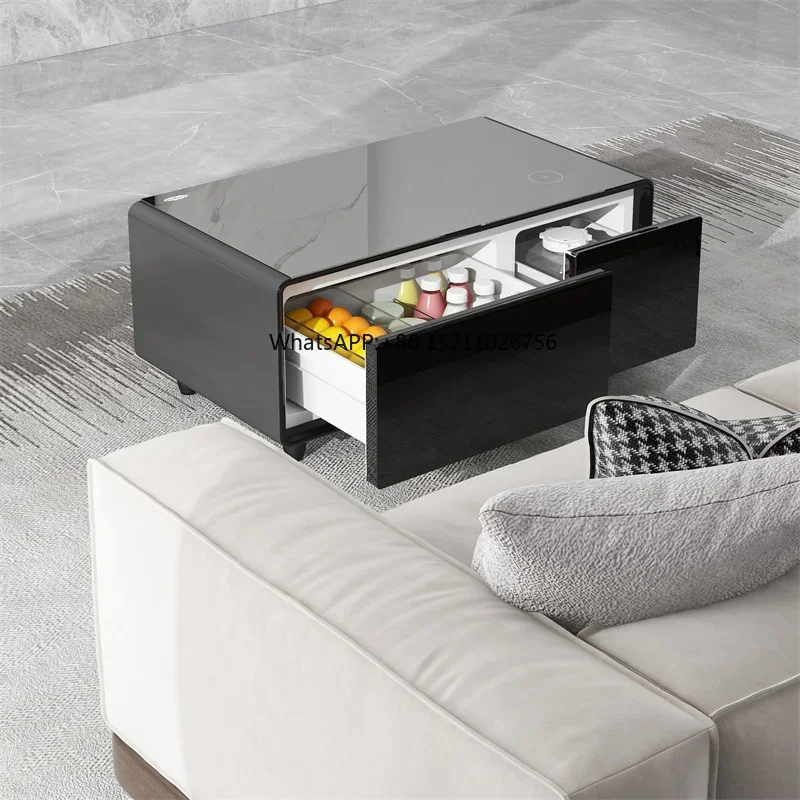 Mini geladeira para sala e quarto, móveis inteligentes, carregamento sem fio, geladeira