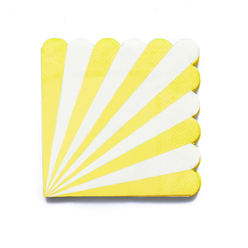 

Colored Striped Napkins 16 Sheets Party Paper Towel Yellow Disposable Tissue Birthday Supplies Premium Quality