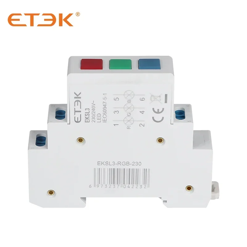 ETEK Din Rail Mount LED lampada di segnalazione modulare rosso verde giallo blu AC 220V 230V industriale EKSL3