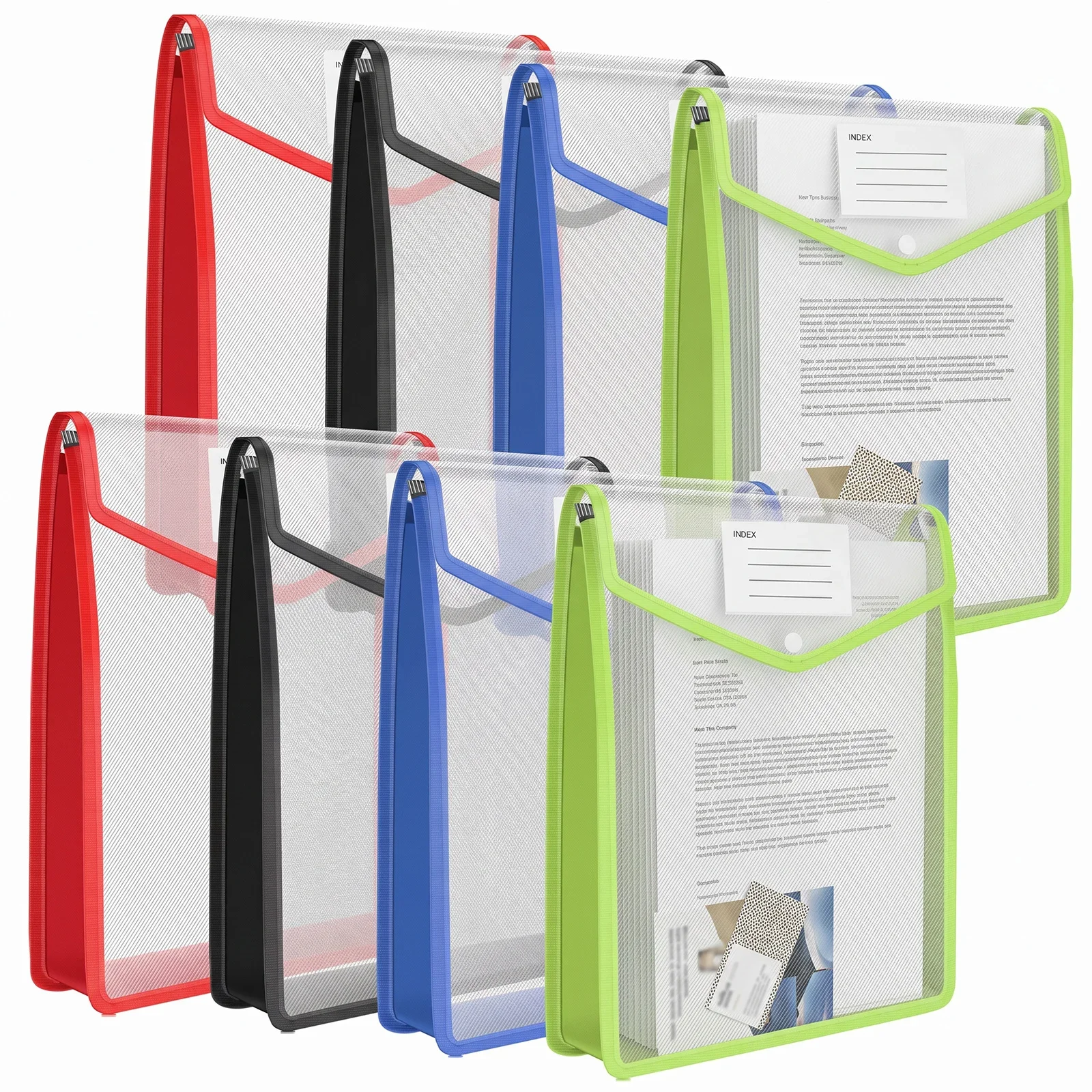 8Pcs File Folder Thick Transparent Waterproof Expandable A4 Paper Envelopes Organizer Documents Bag for Office School