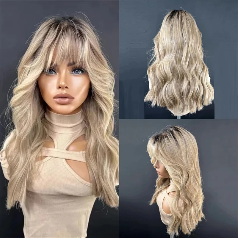 20''-middle-part-ombre-ash-blonde-highlights-synthetic-lace-front-wig-with-bangs-soft-natural-wave-wig-party-daily-cosplay-wear