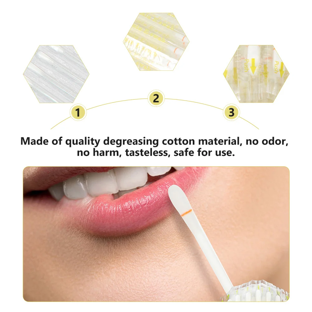100pcs Vitamin E Stick Lip Moisturizing Swab Disposable Cotton Swab For Dry Lips Relief Oral Care Supply Compact Design