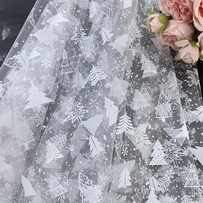 Nova árvore de natal organza festa de natal decoração malha diy artesanal embalagem de presente tecido toalha de mesa