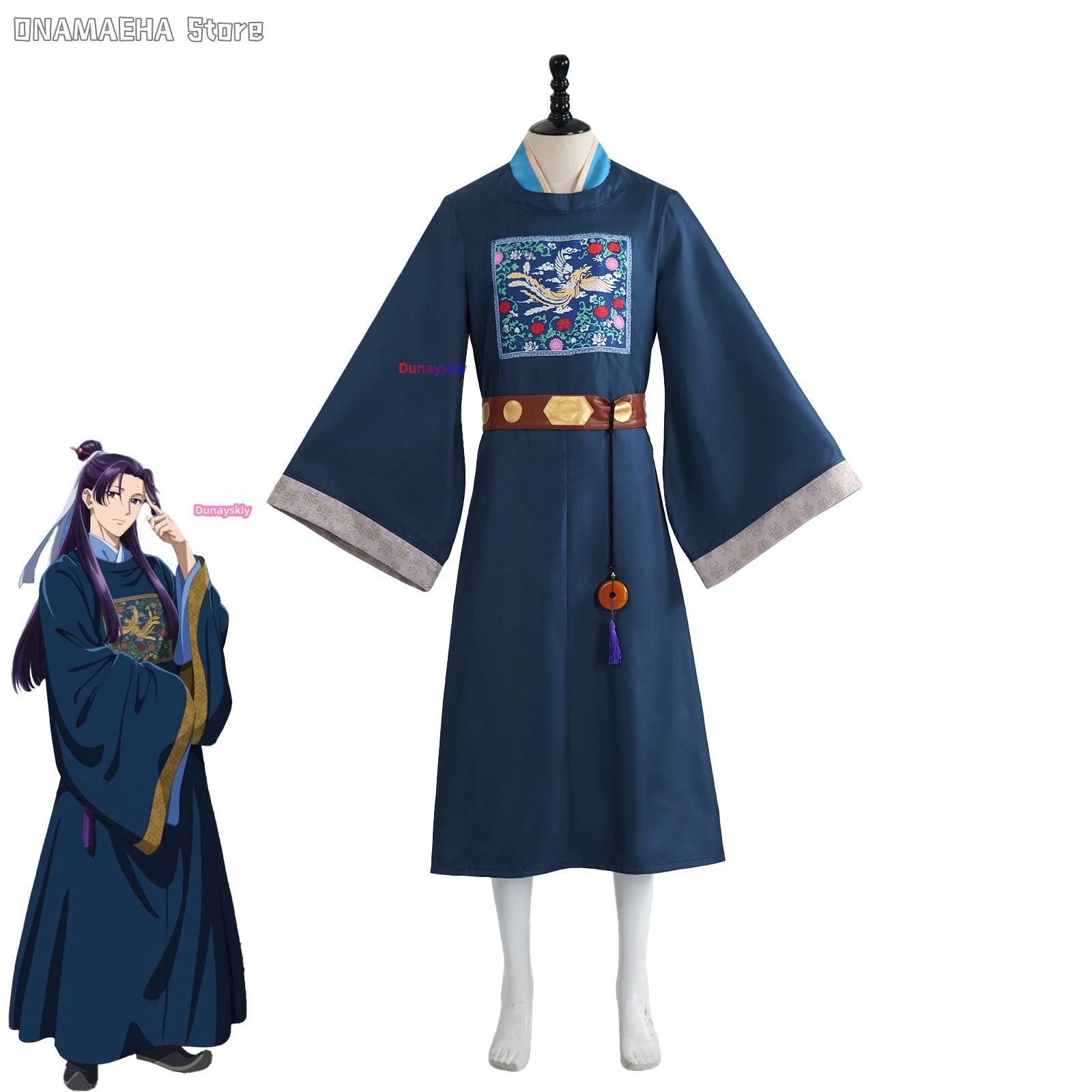 

Anime The Apothecary Diaries Jinshi 코스프레 Costume Wig Blue Robe Officials Uniform Headwear Kusuriya No Hitorigoto Women Men