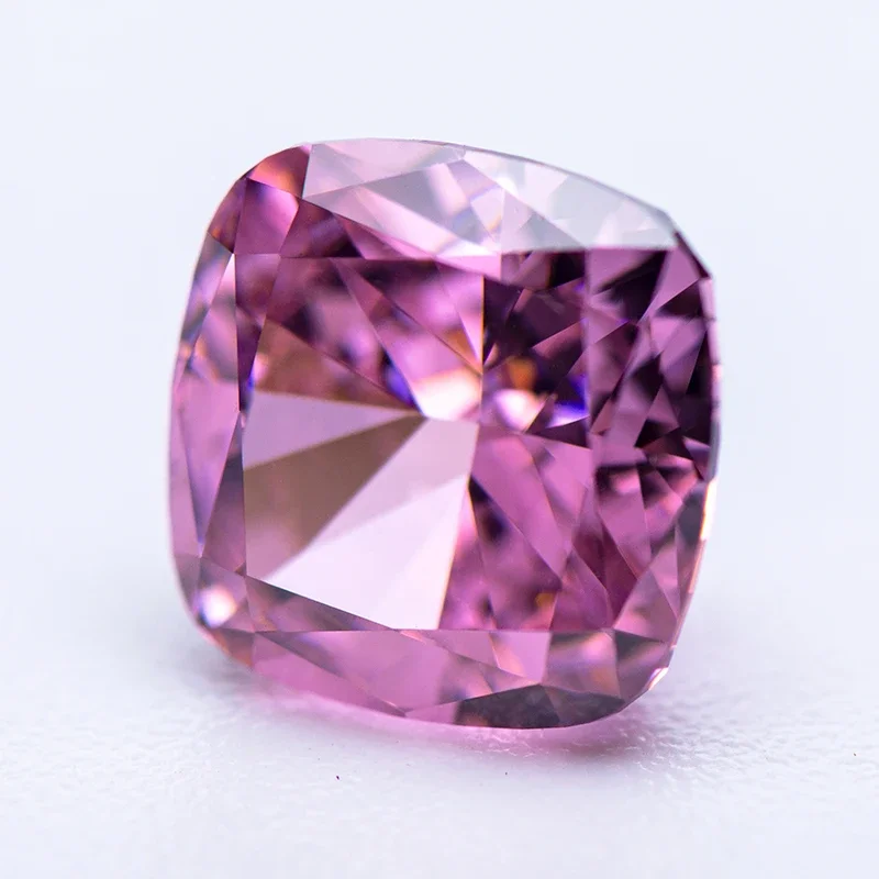 Cubic Zirconia Crushed Ice Cut Square Cushion Shape Dark Pink Color Charms Beads for Diy Jewelry Making Materials No Certificate