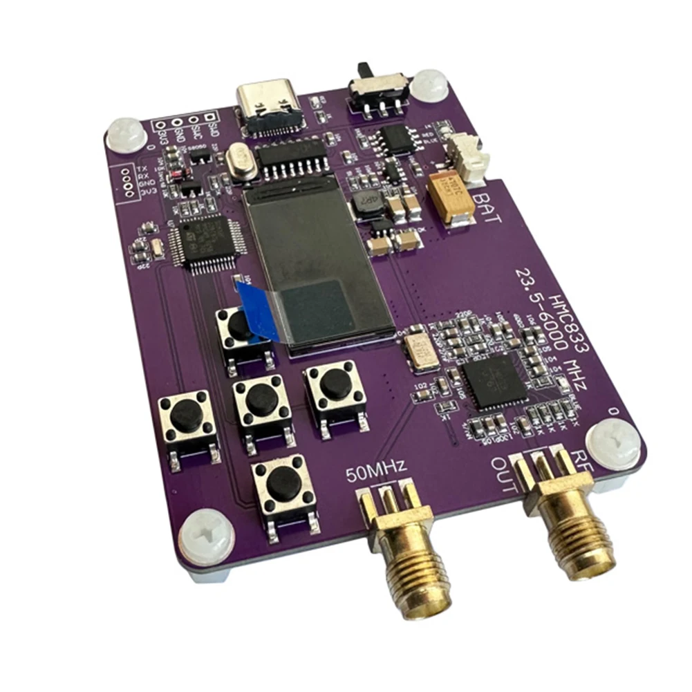 

Hmc833 6ghz Rf Signal Source Transmitter 23.5mhz-6000mhz Type-c Generator Module 0.96inch Oled Screen Display Charging Module