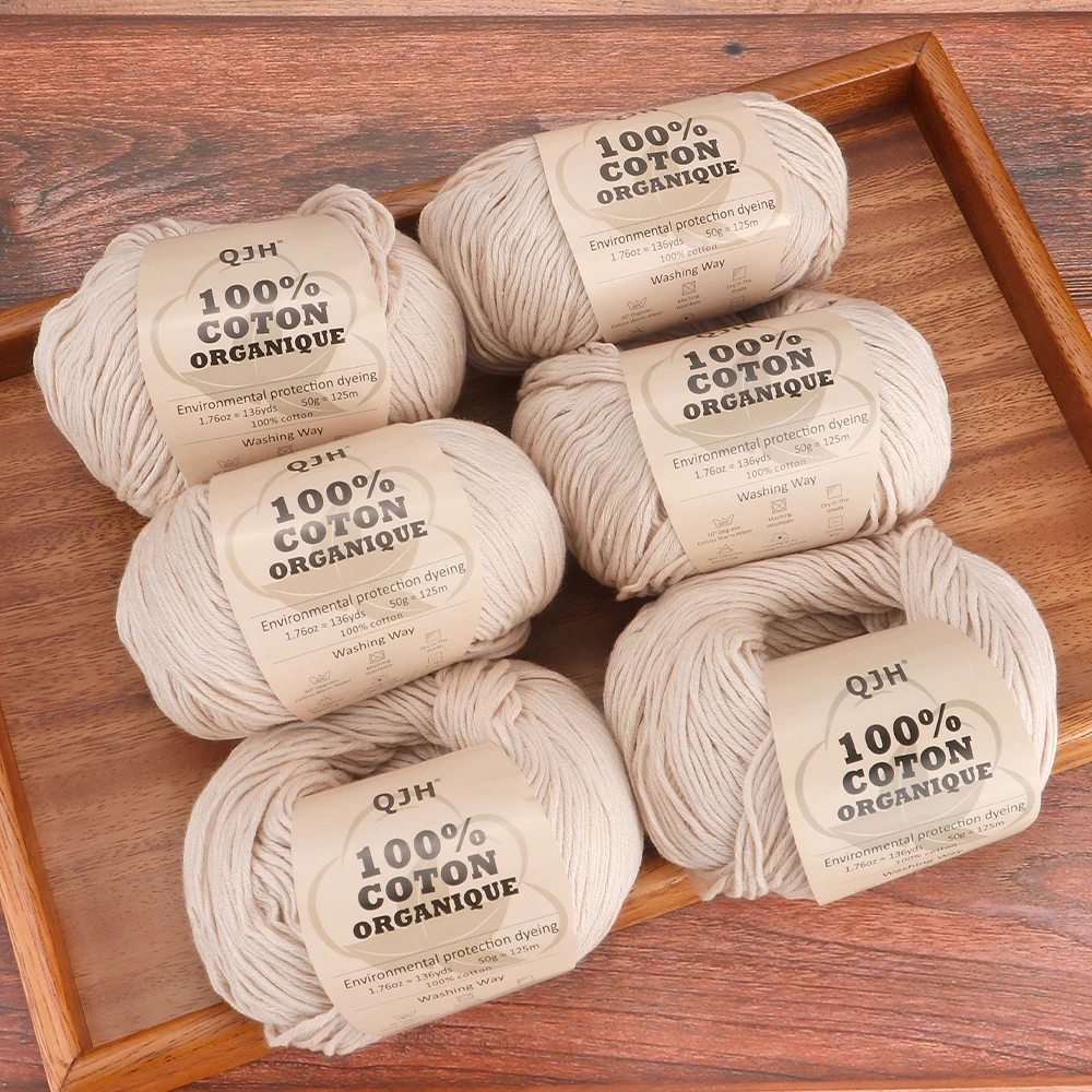 QJH 100% Cotton Yarn, Cotton Baby Sport Weight Yarn, Amigurumi Yarn, Summer Soft Yarn, Crochet/Knitting Yarn - 6 Pcs