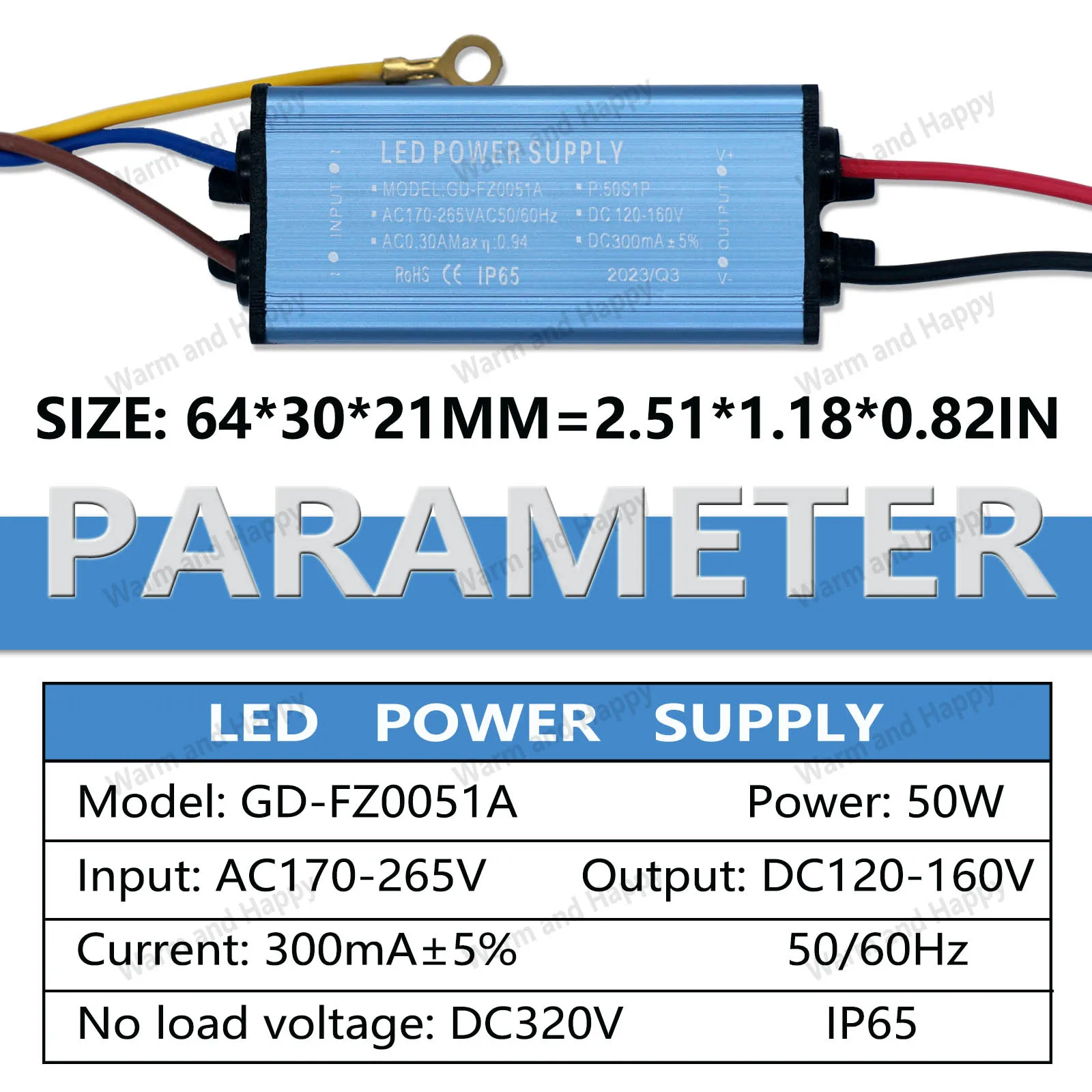 50W 100W LED Waterproof Isolation Driver DC120-160V 300mA 600mA Constant Current Voltage Power Supply LED Lighting Transformer