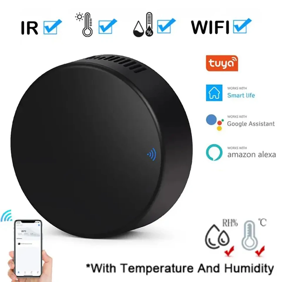 Tuya WiFi Smart IR Remote Controller Temperature and Humidity Sensor for Air Conditioner TV AC Work with Alexa Google Home Voice