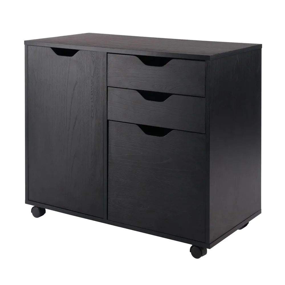 

Wood Halifax 2-Section Mobile Filing Cabinet 20431, Black Finish