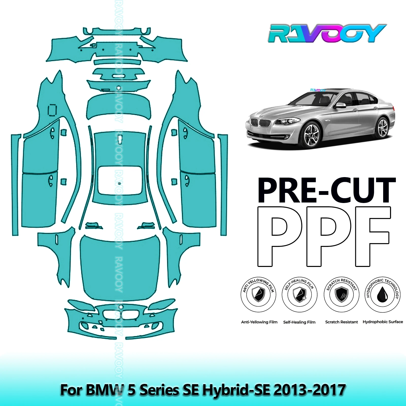 

Для BMW 5 серии SE Hybrid-SE 2013-2017 8,5 мил предварительно вырезанный комплект PPF полная защитная пленка для краски автомобиля