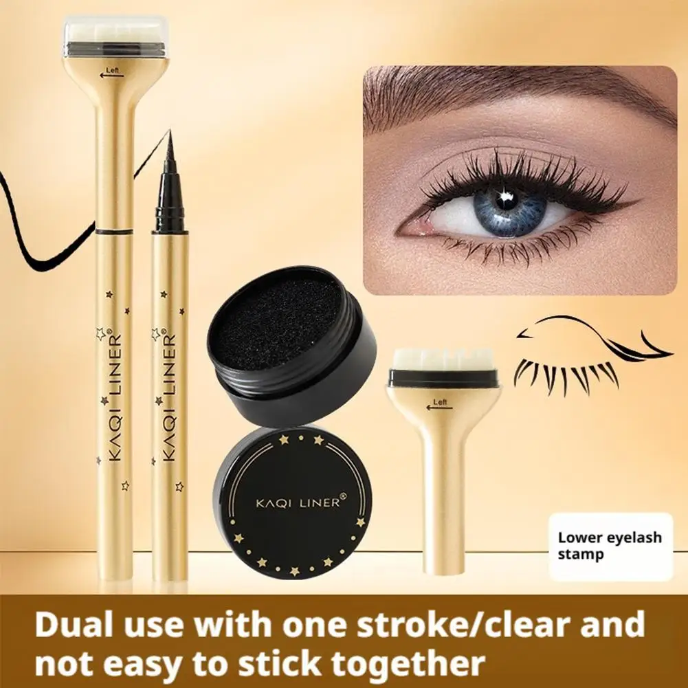 Wimpernstempel 2-in-1 Eyeliner Mascara Schwarz Wasserdicht und schweißfest Lazy Person für Wimpern-Make-up-Tool Anfänger Kosmetik