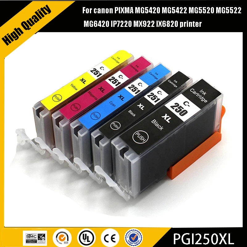 Einkshop PGI250 PGI-250 CLI-251 ink cartridge For canon PIXMA MG5420 MG5422 MG5520 MG5522 MG6420 IP7220 MX922 IX6820 printer