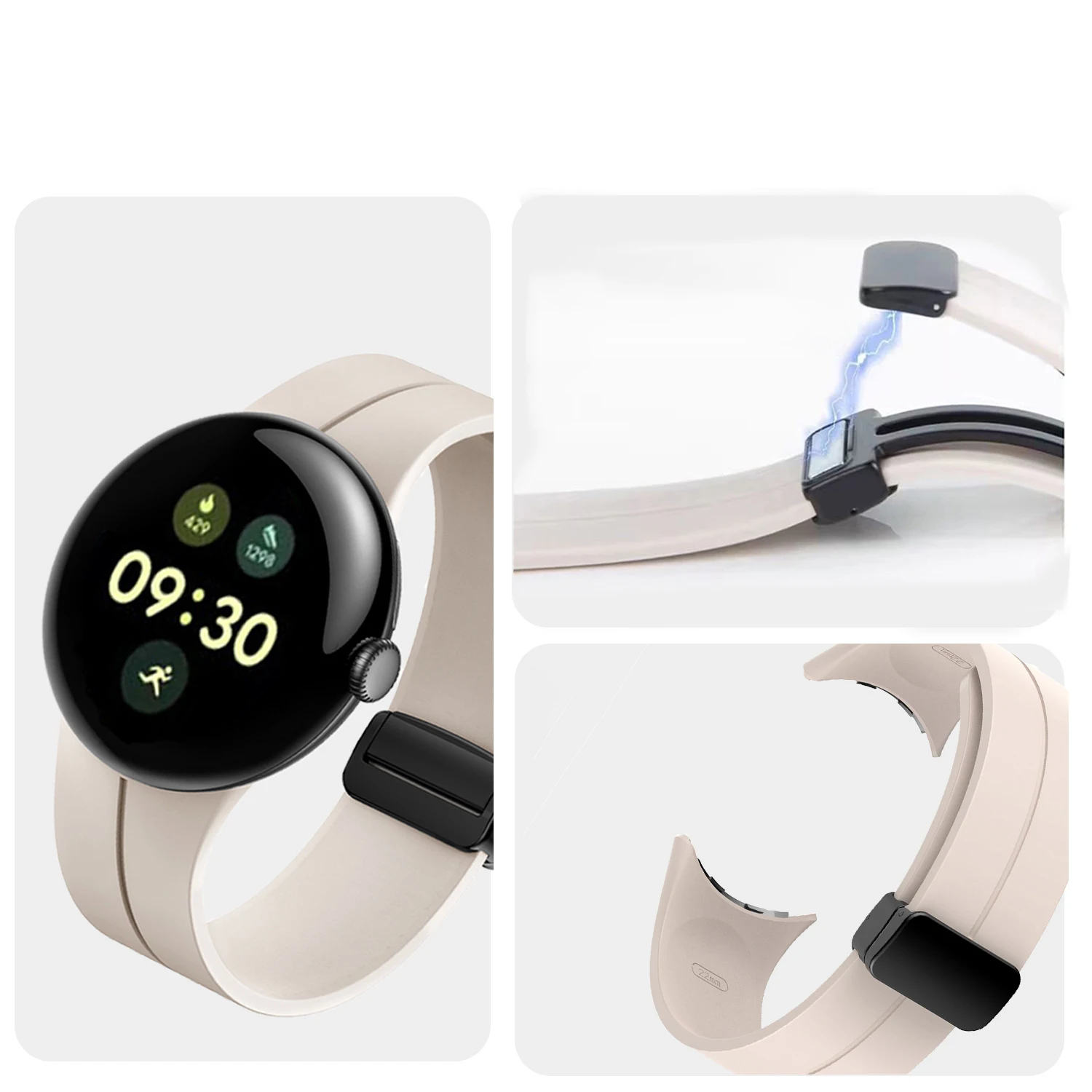Correa de silicona con hebilla plegable magnética para Google Pixel Watch 4, correa de silicona de 45mm, Google Smart para Watch4, correa de reloj de 45MM