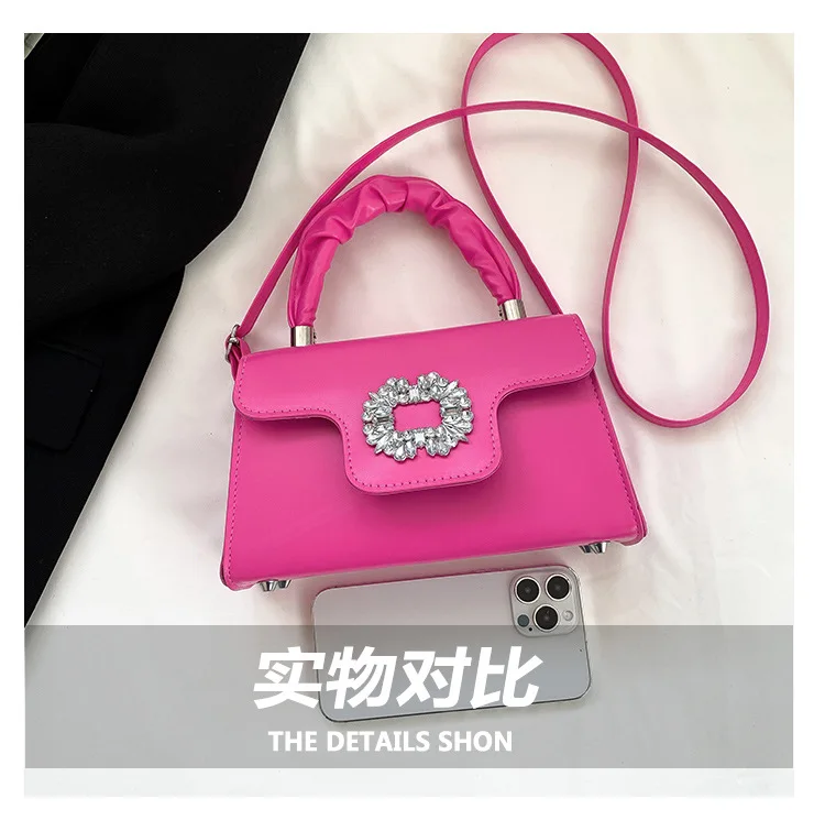 Women's Hand Bags Shoulder Bag PU Wallet Portable Tote Handbags Crossbody Bag Fashion Small Square Bag Casual Crystal Decoration