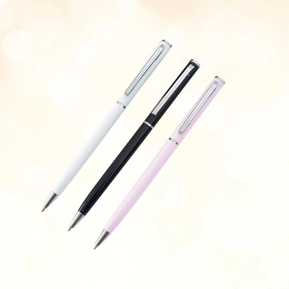 

3 Pcs Metal Ballpoint Pens Ball Pens Signature Pen Retractable Stationery Creative Gift(White + Pink)