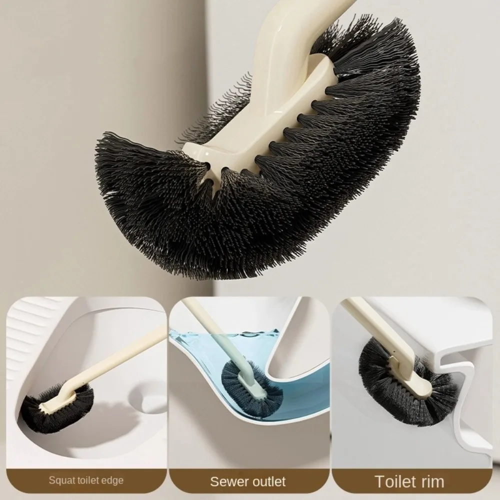 

Brush Head Upward Toilet Cleaning Brush Non-Slip Plastic Wall Mounted Toilet Brush with Base Space Saving