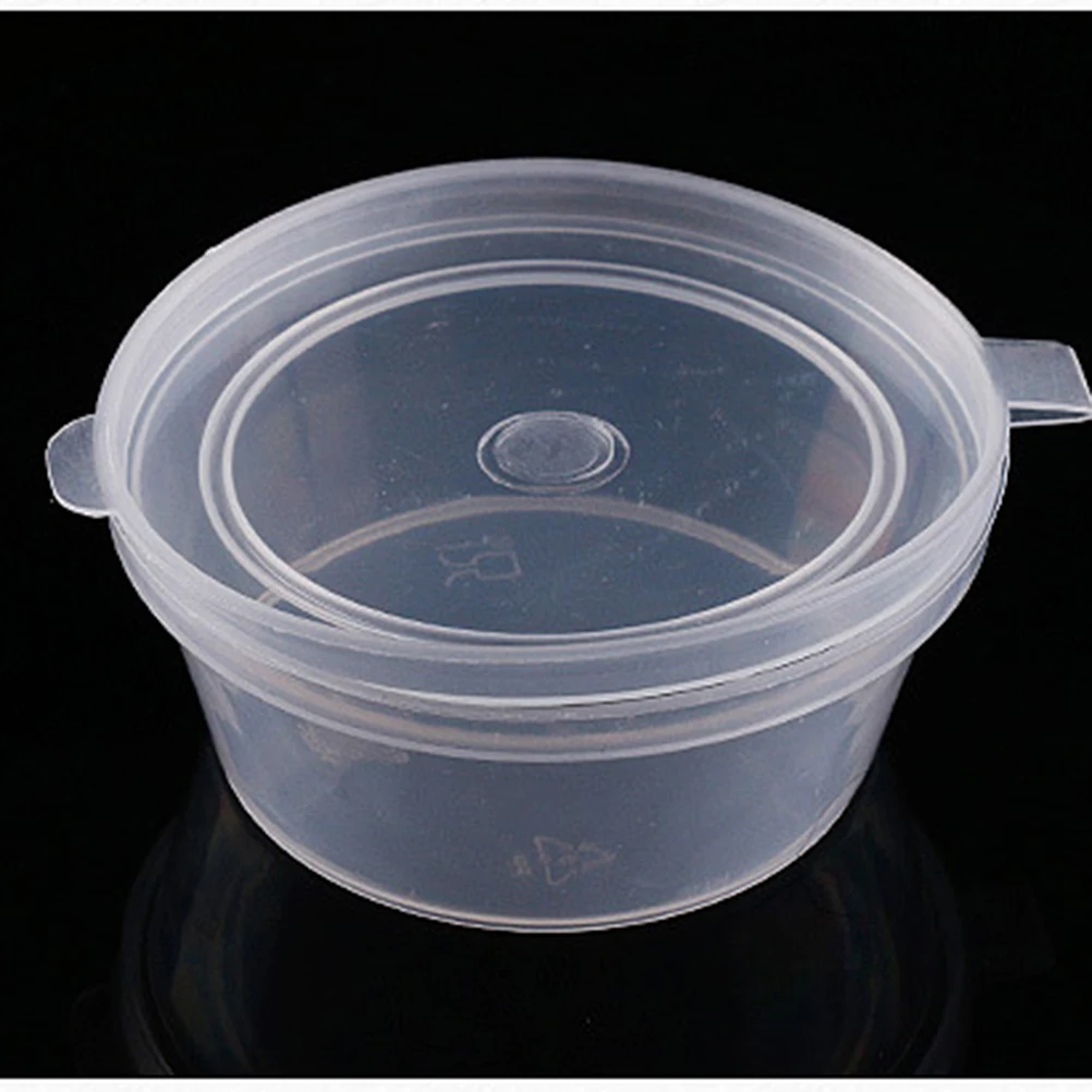 

100 Pcs Disposable Sauce Cups Yogurt Dipping Square Containers with Lids for Condiment Portion Plastic Party Supplies