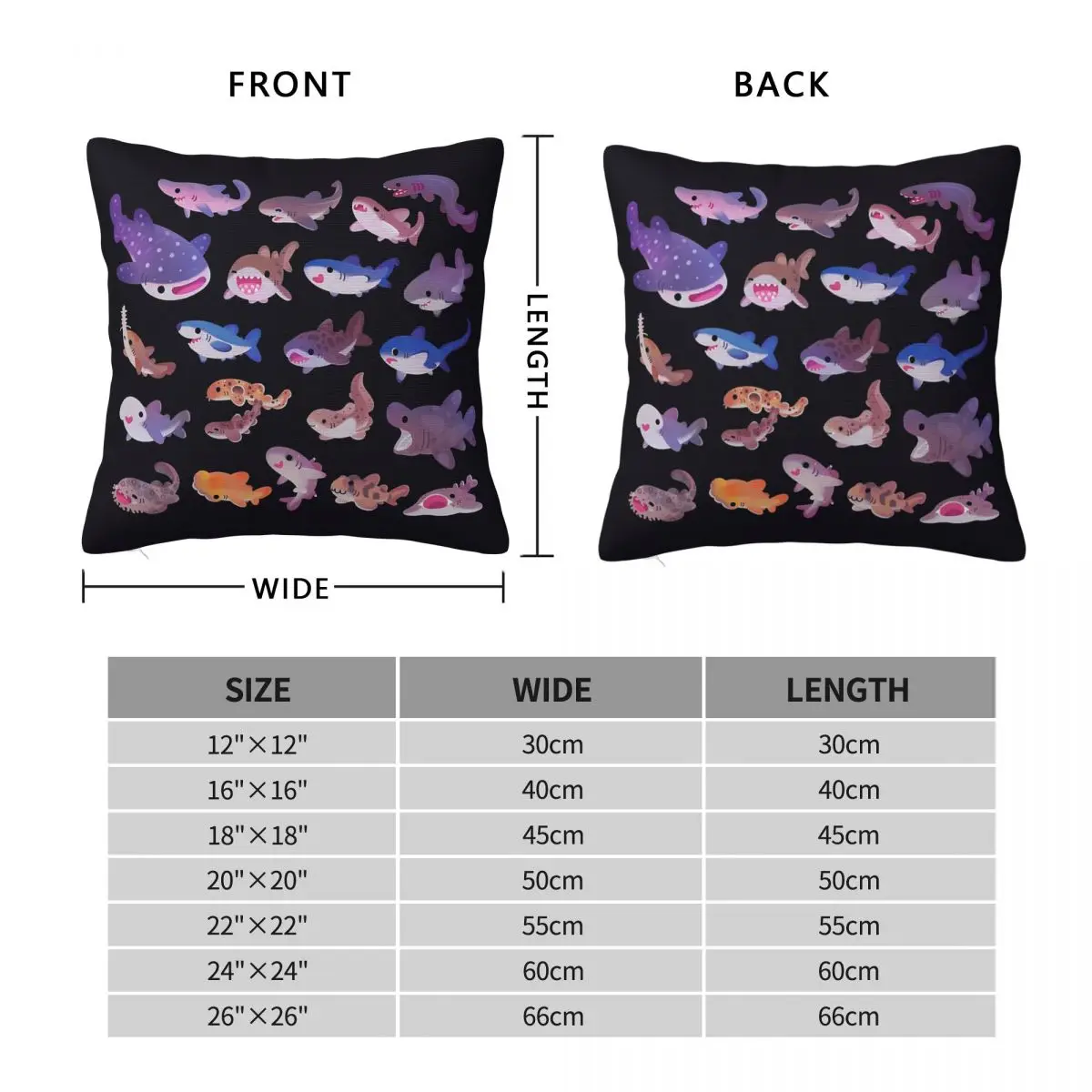 Shark Day Marine Life Square Pillowcase Polyester Linen Velvet Pattern Zip Decorative Throw Pillow Case Sofa Cushion Cover 45x45