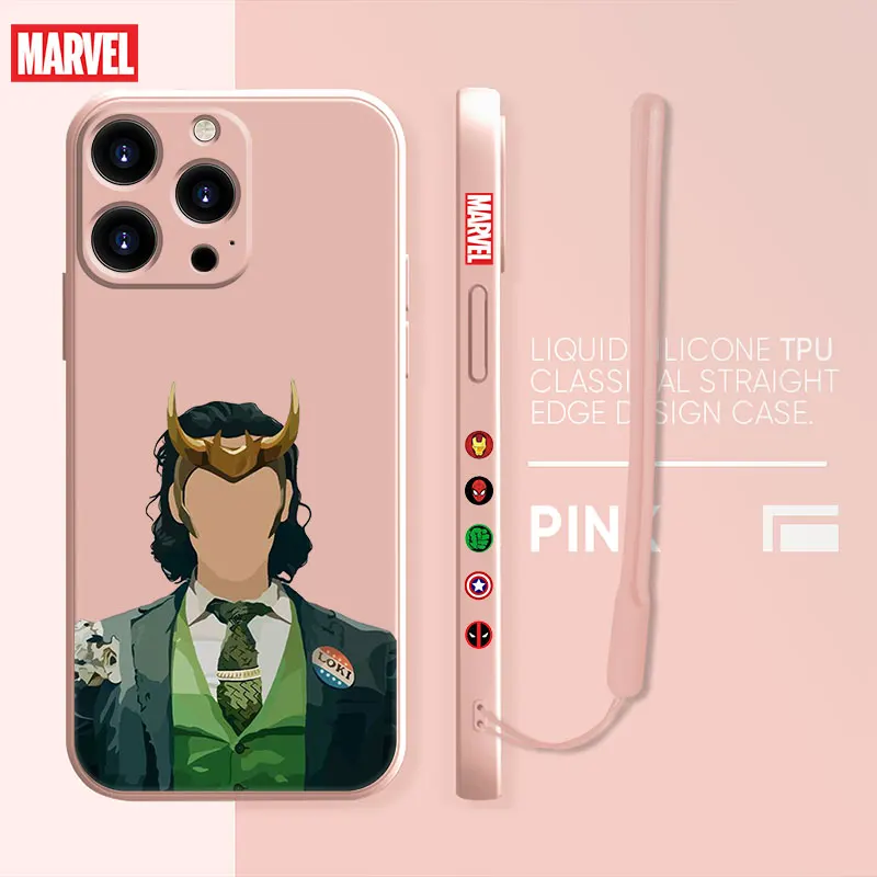 Luxury Liquid Silicone Phone Case For iPhone 15 14 13 12 11 Pro Max Mini X XR XS Max 7 8 Marvel Loki Wanda No Face Art Cover